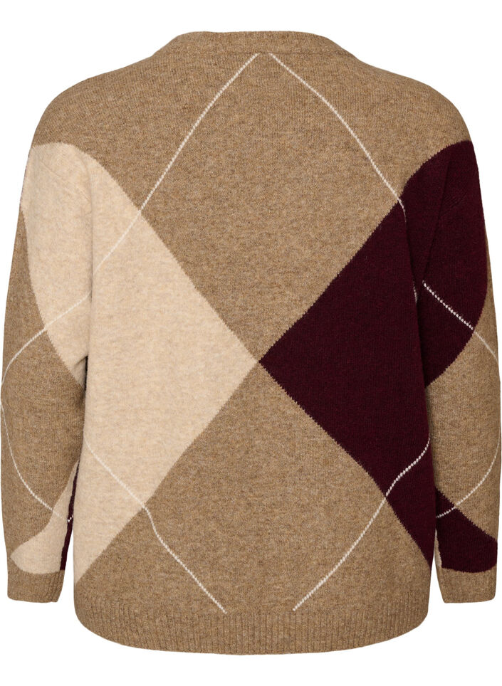 Tricot &agrave; motif arlequin, Camel, Packshot image number 1