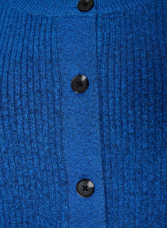 Cardigan en maille c&ocirc;tel&eacute;e avec boutons, Bleu, Packshot image number 2
