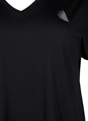 T-shirt de sport avec col en V, Black, Packshot image number 2