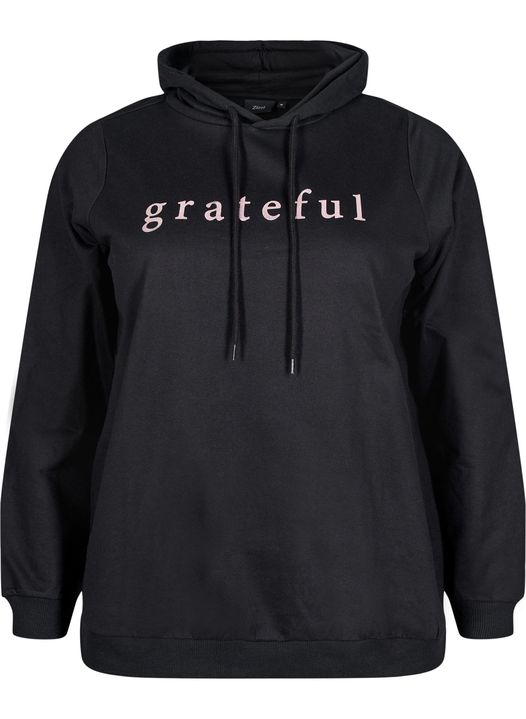 Zizzi Sweat &agrave; capuche avec imprim&eacute;, Noir, Packshot image number 0