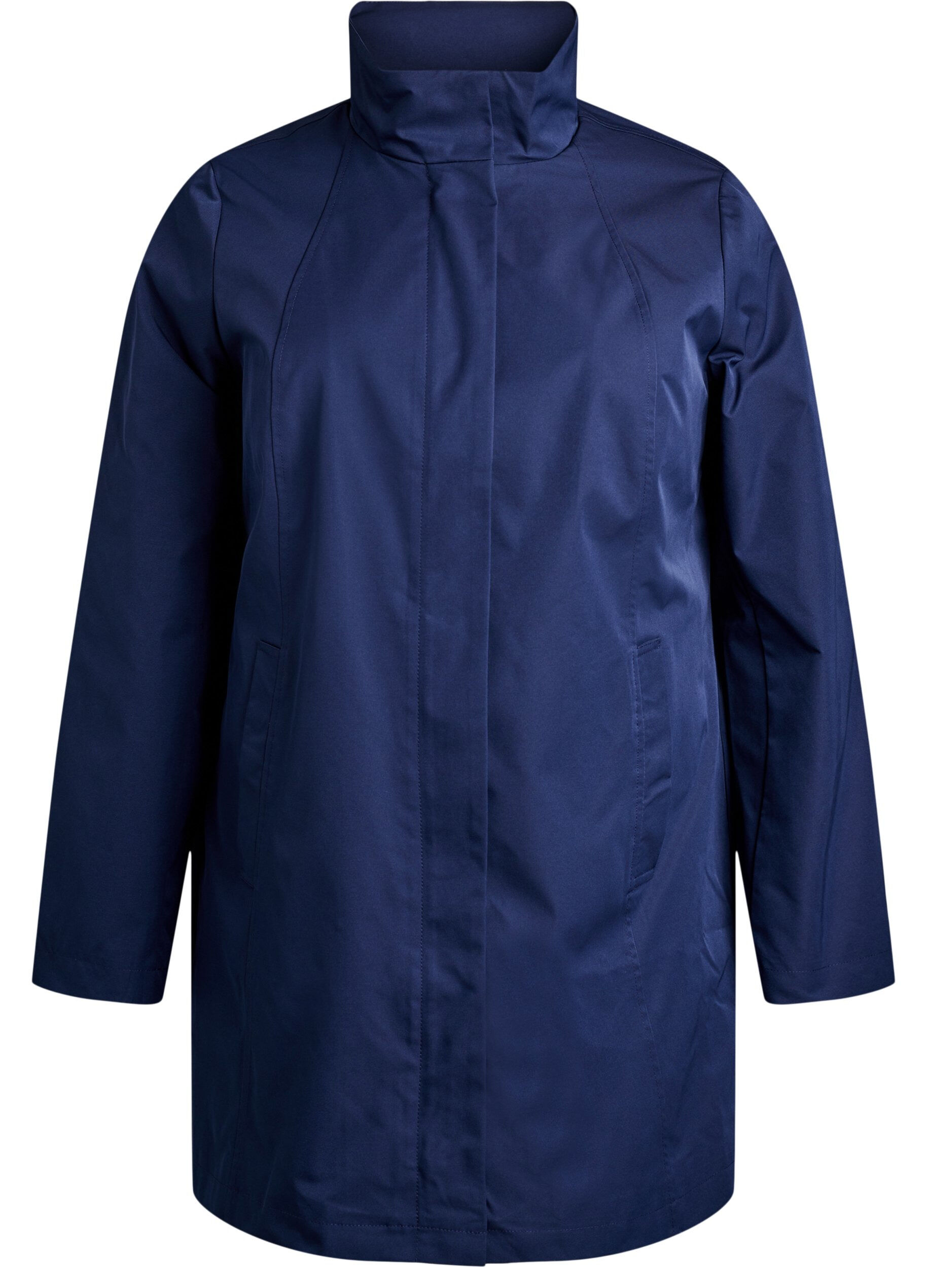 Zizzi Veste de mi-saison avec poches et col montant, Bleu, Packshot image number 0