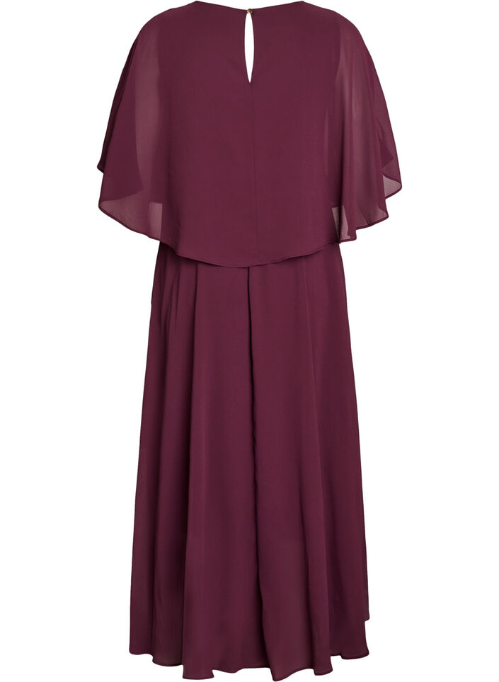 Robe longue de ligne A avec des manches courtes, Bordeaux, Packshot image number 1