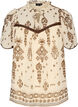 Blouse &agrave; motifs et bordure en crochet, Beige, Packshot image number 0