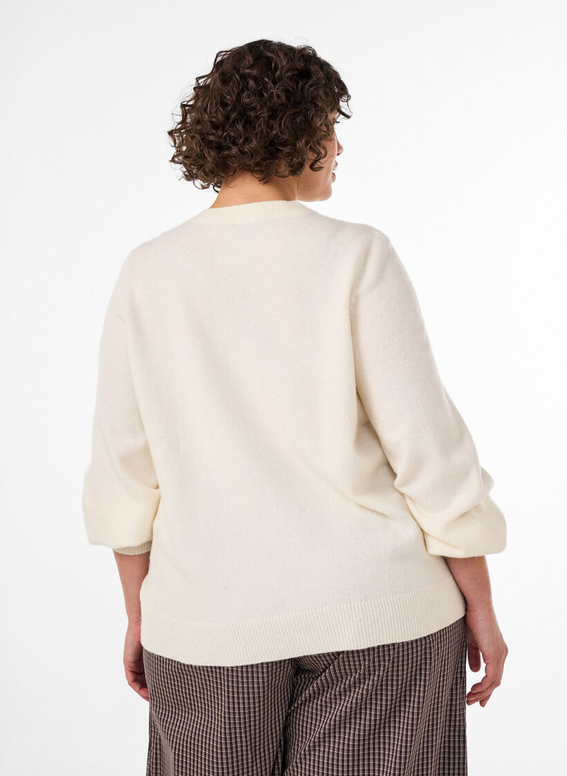 Cardigan en maille douce avec boutons dor&eacute;s, Vanille, Model image number 2