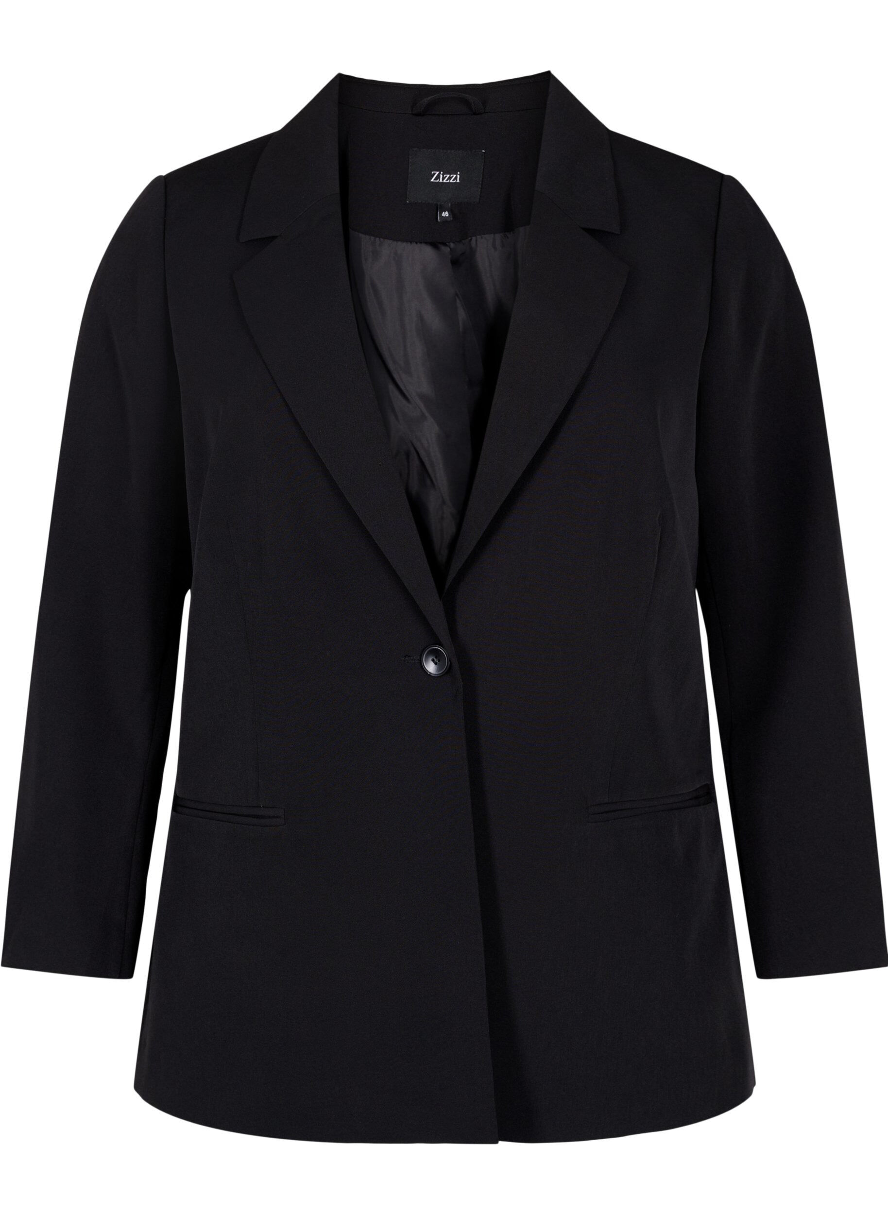 Zizzi Blazer avec une fermeture &agrave; bouton unique, Black, Packshot image number 0