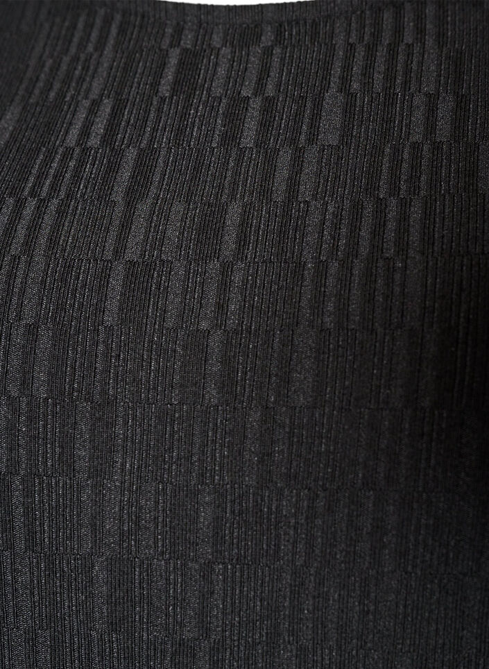 Chemisier &agrave; texture et manches 3/4, Noir, Packshot image number 2