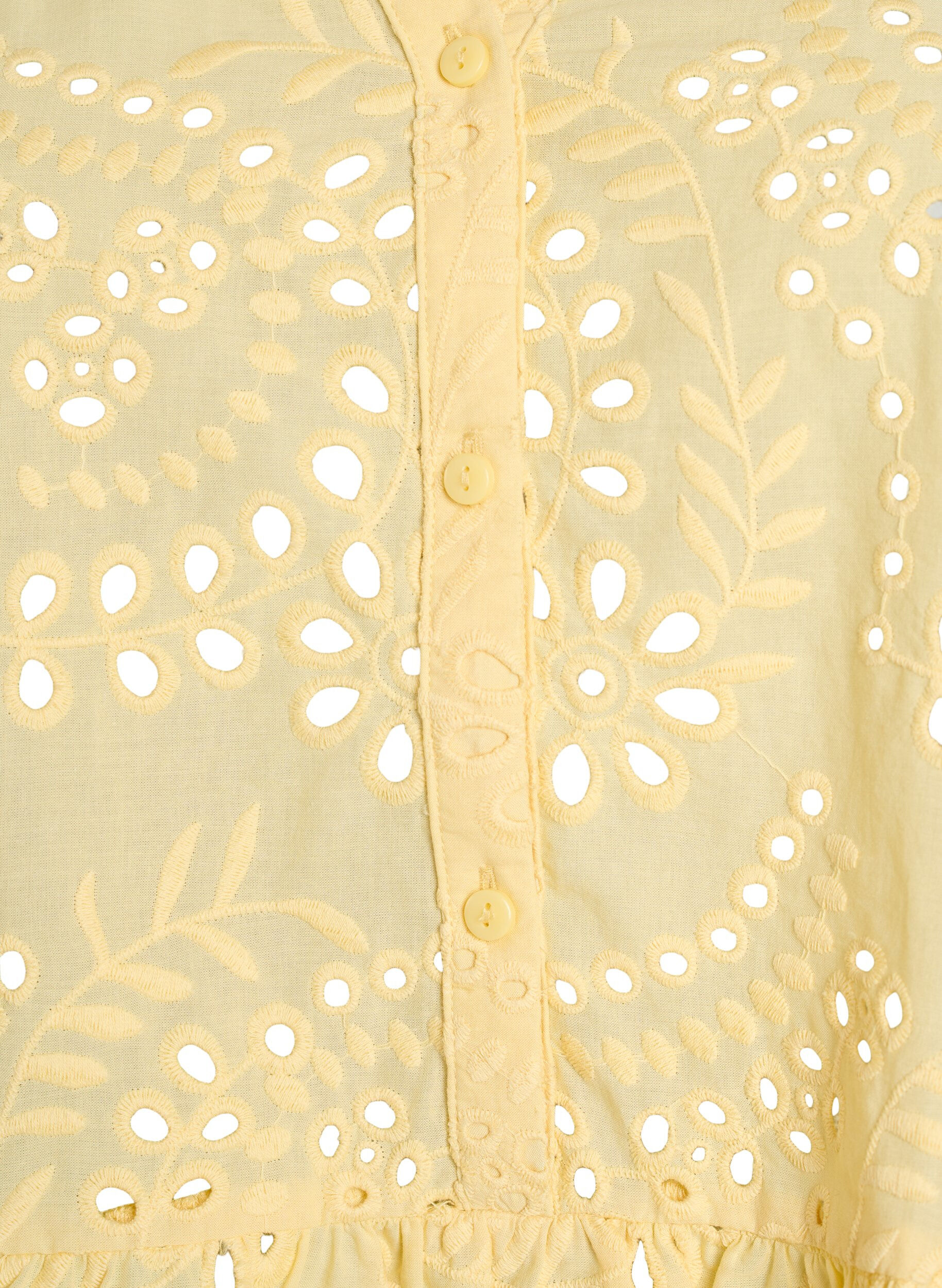 Zizzi Blouse sans manches en broderie anglaise avec volants, Jaune clair, Packshot image number 2