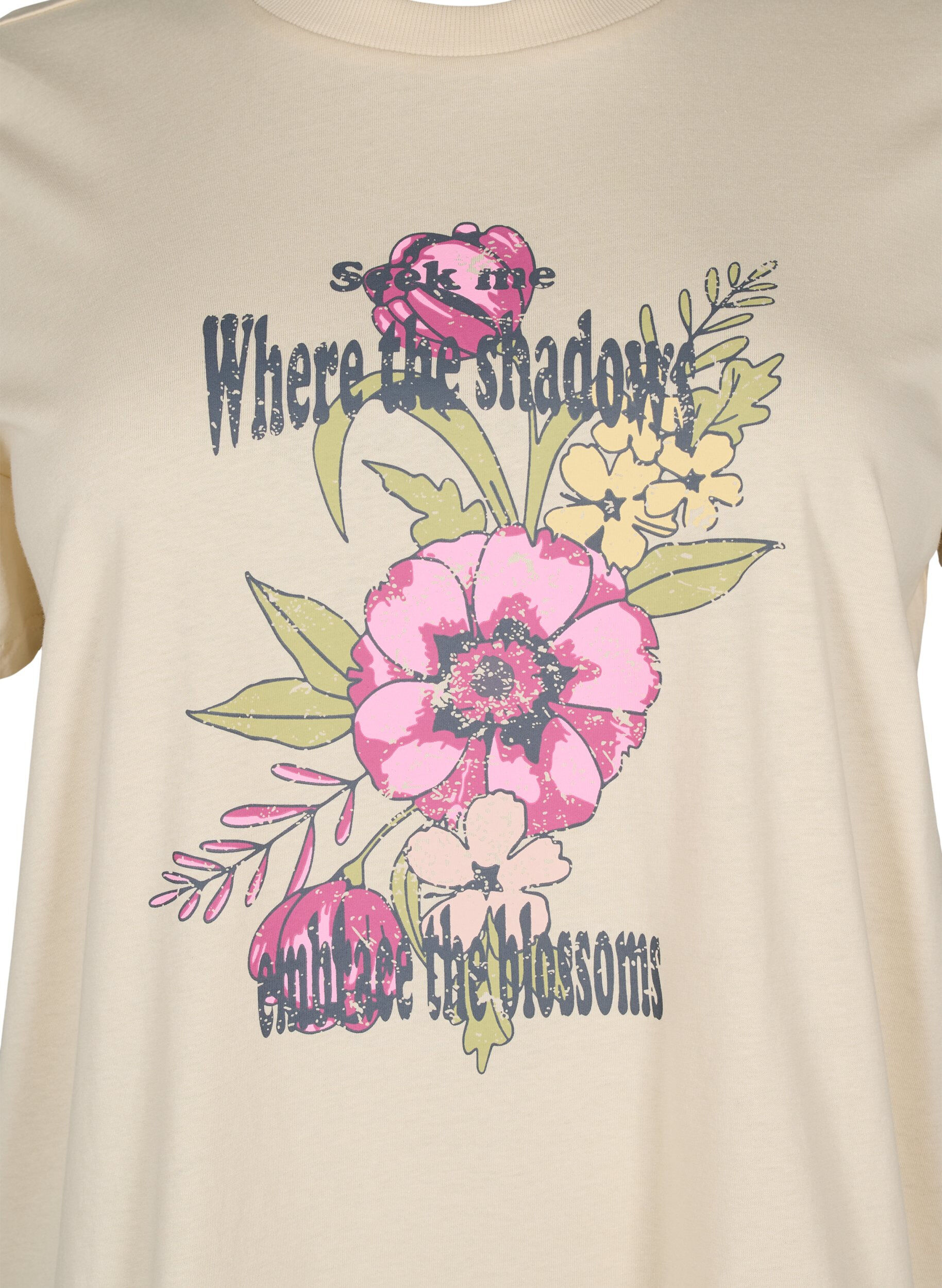 Zizzi T-shirt en coton avec imprim&eacute;, Beige, Packshot image number 2