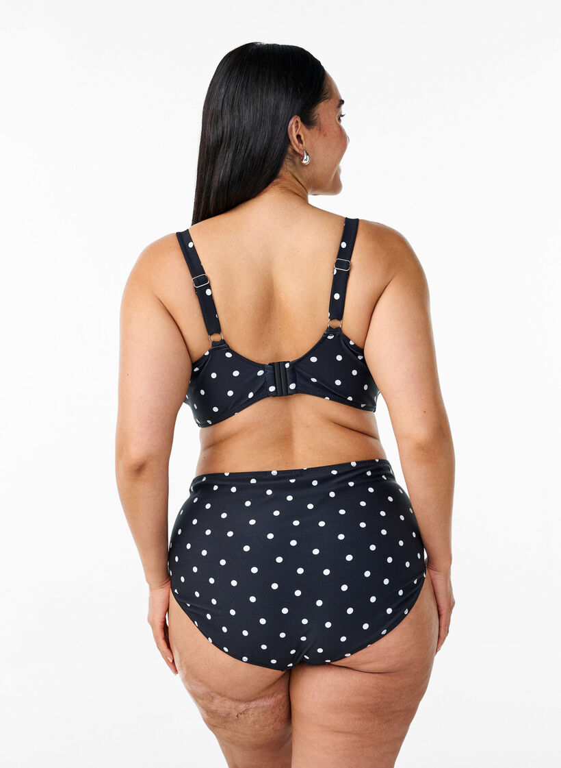 Culotte de bikini taille haute &agrave; motif, Noir, Model image number 1