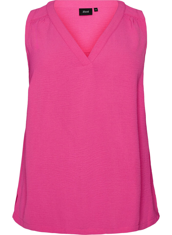 Haut sans manches effet froiss&eacute;, Rose, Packshot image number 0