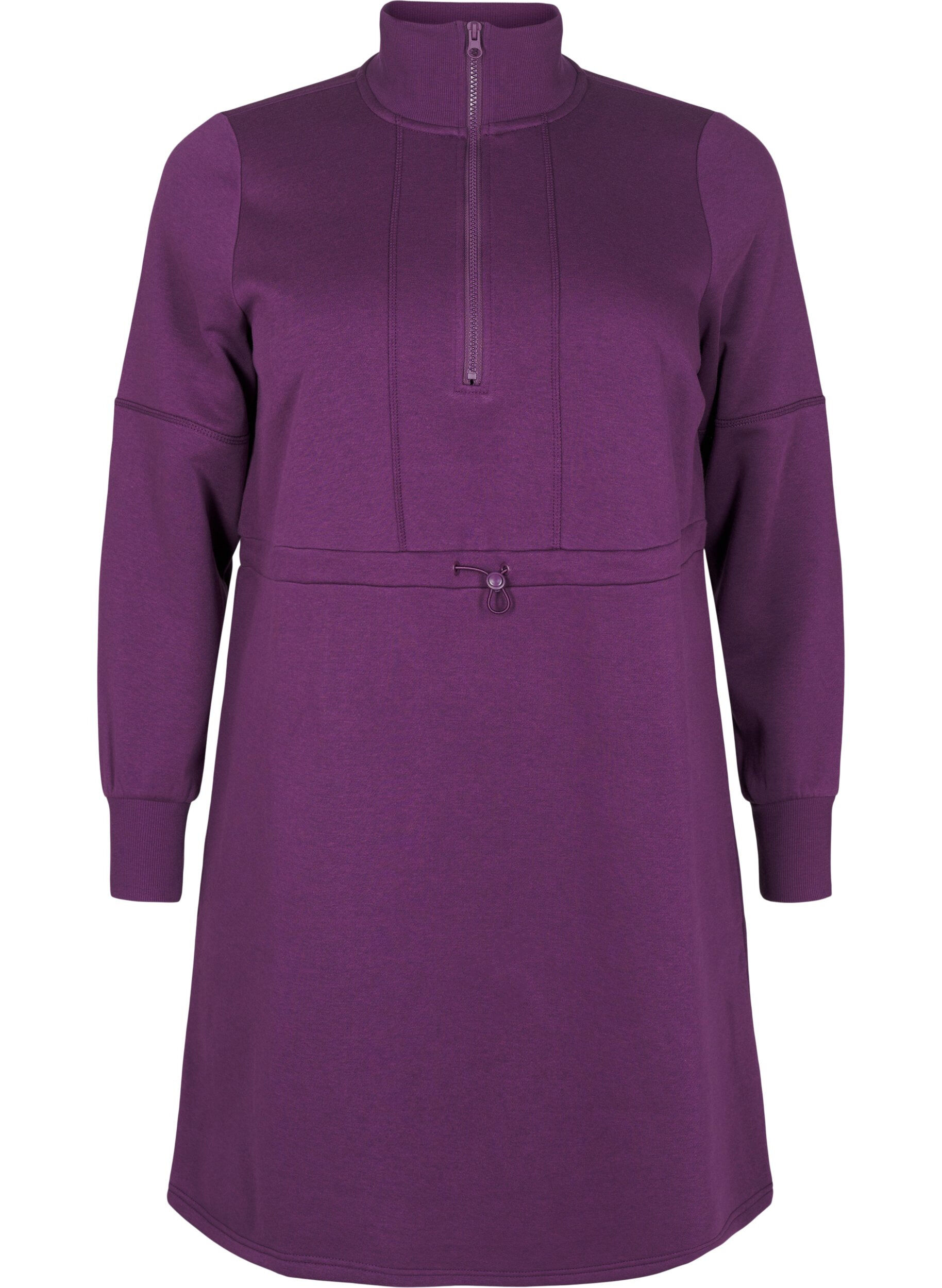 Zizzi Sweat-shirt court avec un col haut et une taille ajustable, Deep Purple, Packshot image number 0