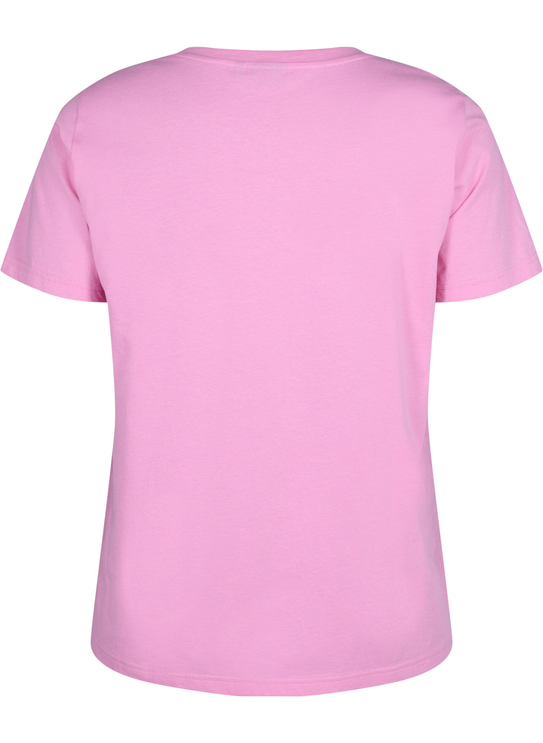 Zizzi T-shirt en coton &agrave; col ras du cou avec impression, RoseBloom W. Love, Packshot image number 1