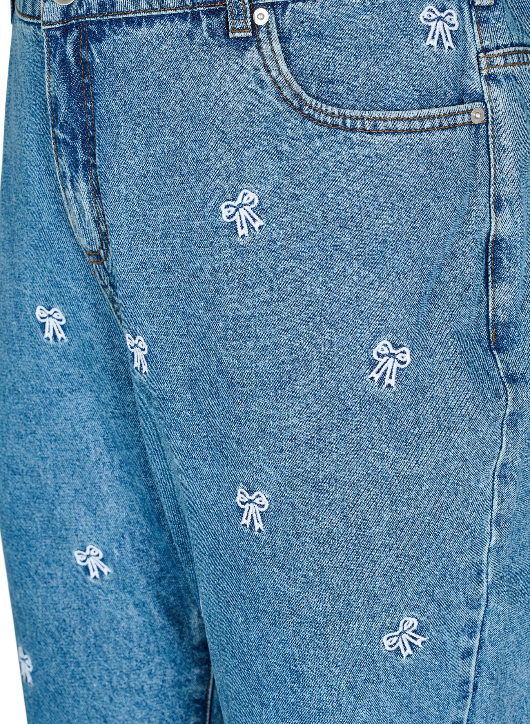 Zizzi Jeans Mille coupe Mom avec broderies, Bleu Clair, Packshot image number 2