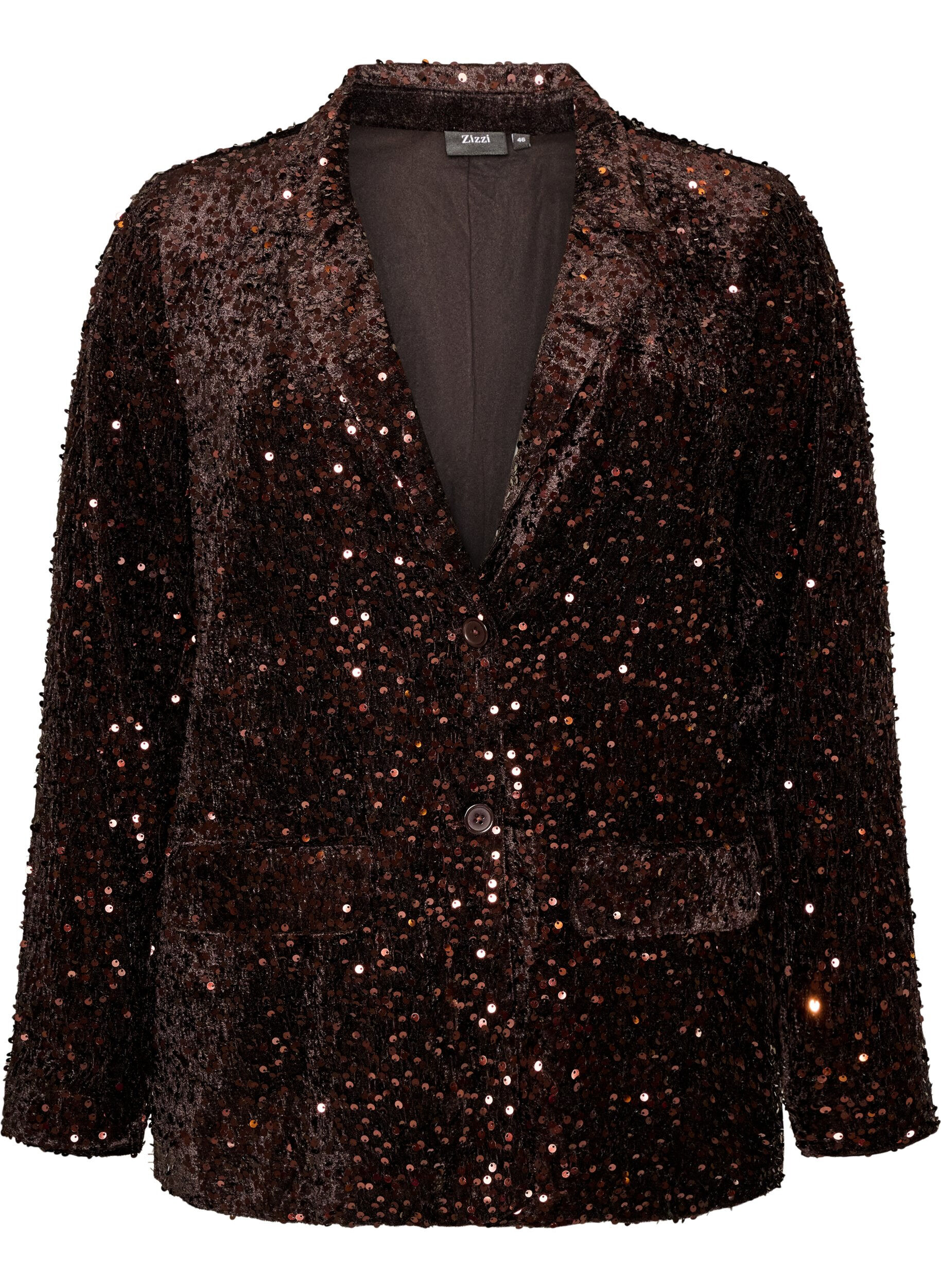 ZizziBlazer &agrave; paillettes, Marron, Packshot image number 0