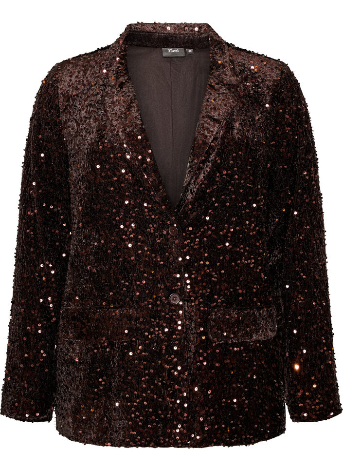 Blazer &agrave; paillettes, Marron, Packshot image number 0