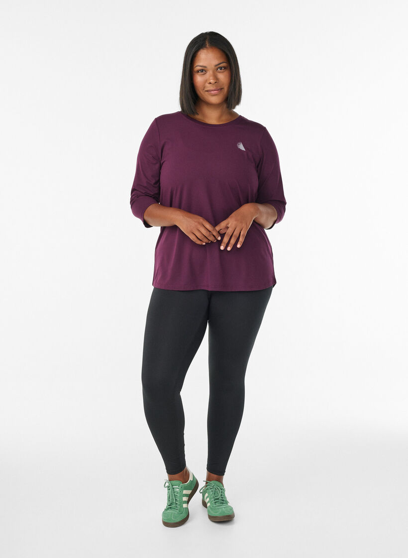 Haut de sport &agrave; manches 3/4, Violet, Model image number 1