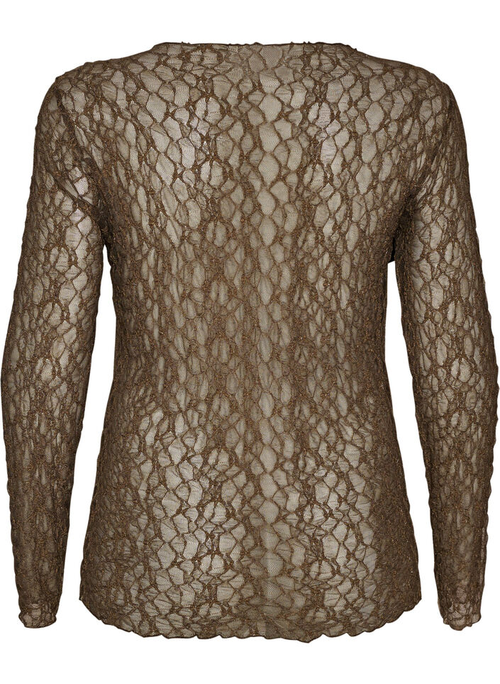 Blouse en maille &agrave; motif et fil paillet&eacute;, Marron, Packshot image number 1