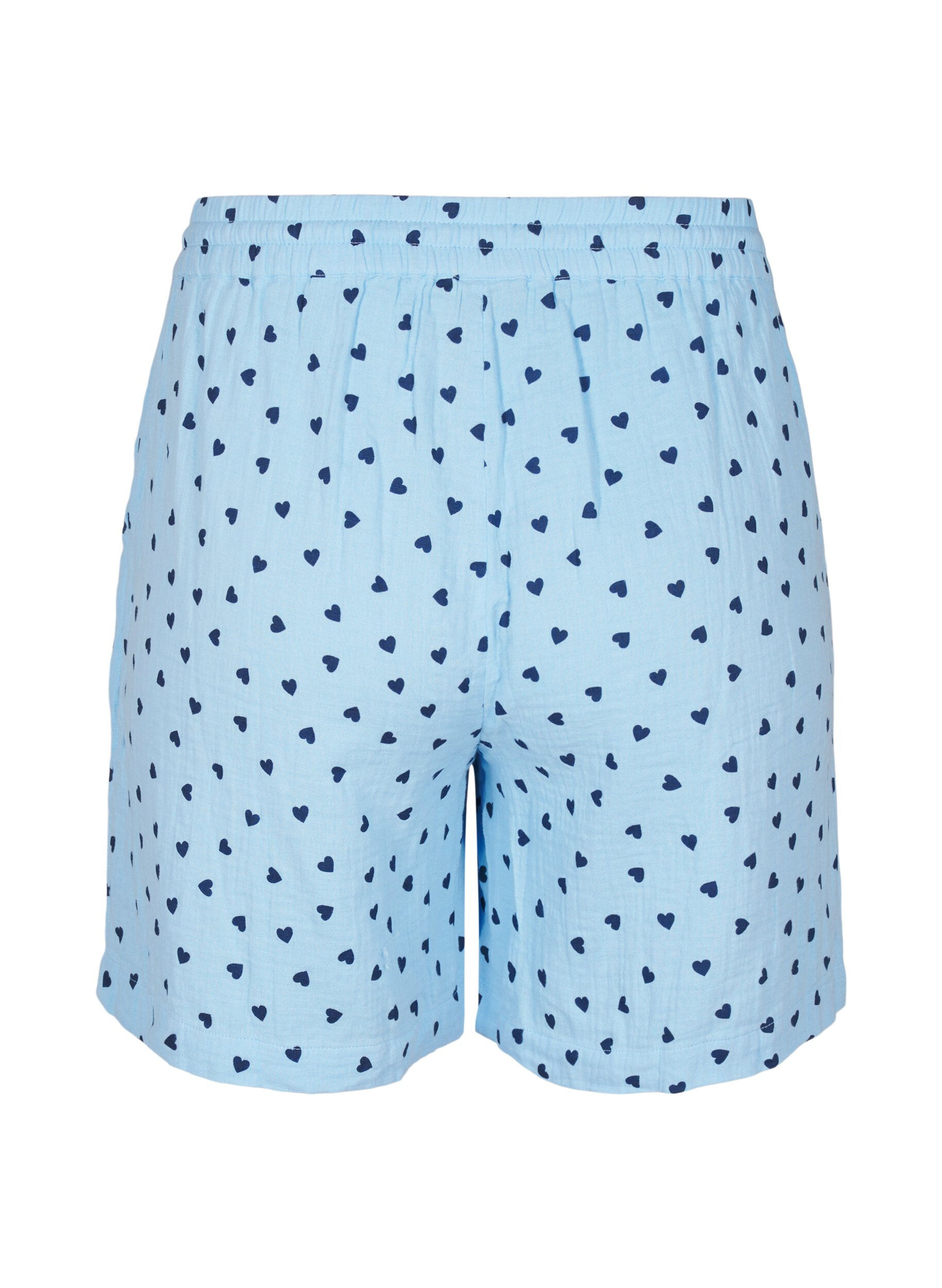 Zizzi Short en mousseline de coton avec des c&oelig;urs, Bleu Clair, Packshot image number 1