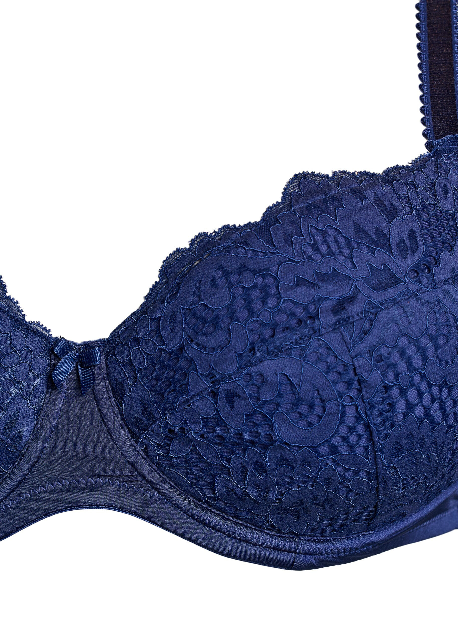 Zizzi Soutien-gorge rembourr&eacute; en microfibre avec dentelle, Bleu, Packshot image number 2