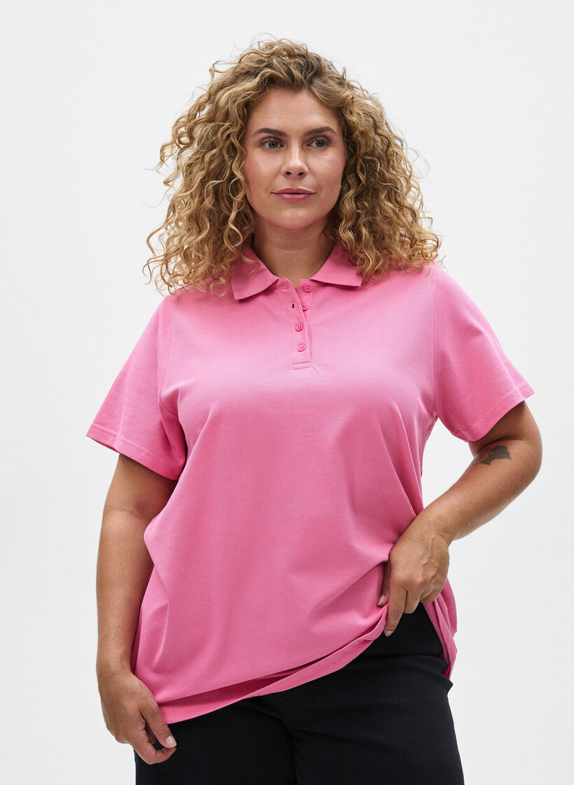 Polo &agrave; manches courtes, Rose, Model image number 0