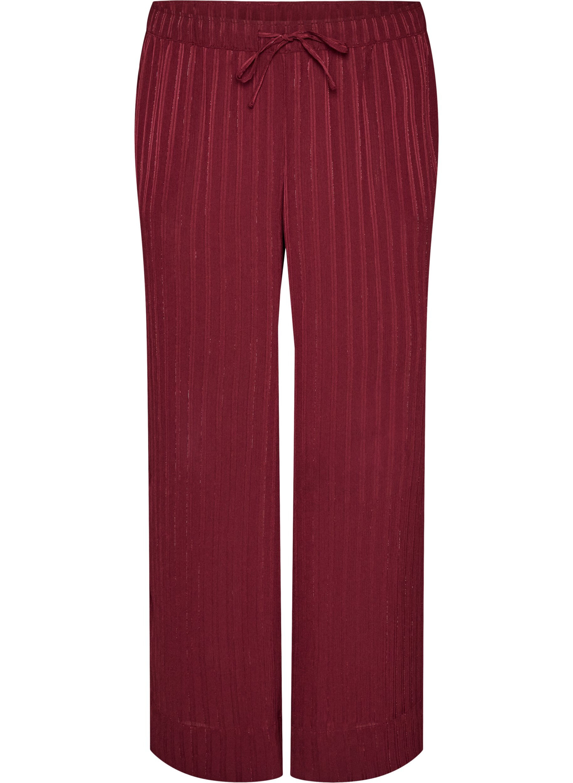 ZizziPantalon &agrave; rayures textur&eacute;es et coupe droite, Bordeaux, Packshot image number 0