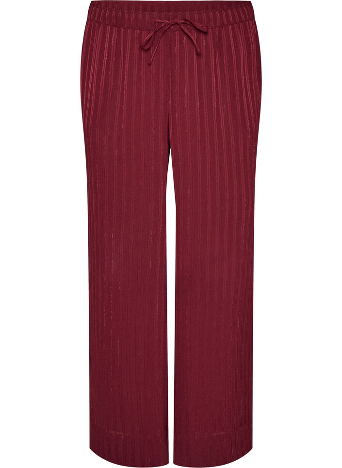 Pantalon &agrave; rayures textur&eacute;es et coupe droite, Bordeaux, Packshot image number 0