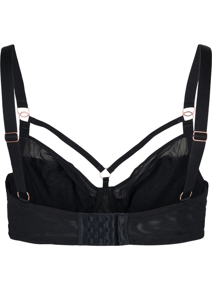 Soutien-gorge à motifs avec maille et cordons, Black, Packshot image number 1