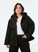 Veste courte de printemps avec capuche amovible, Noir, Model image number 0