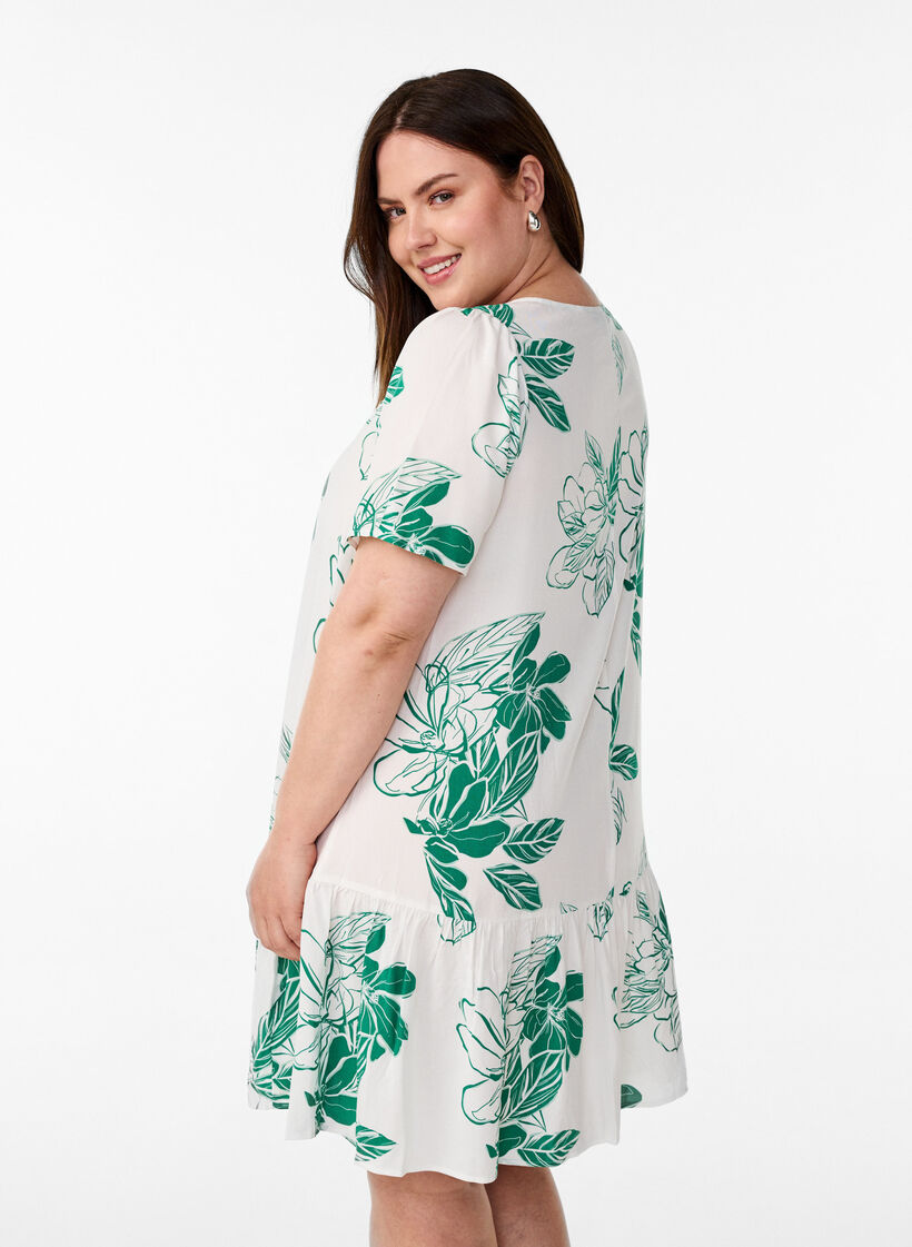 Robe en viscose avec d&eacute;coupe, Vert, Model image number 2
