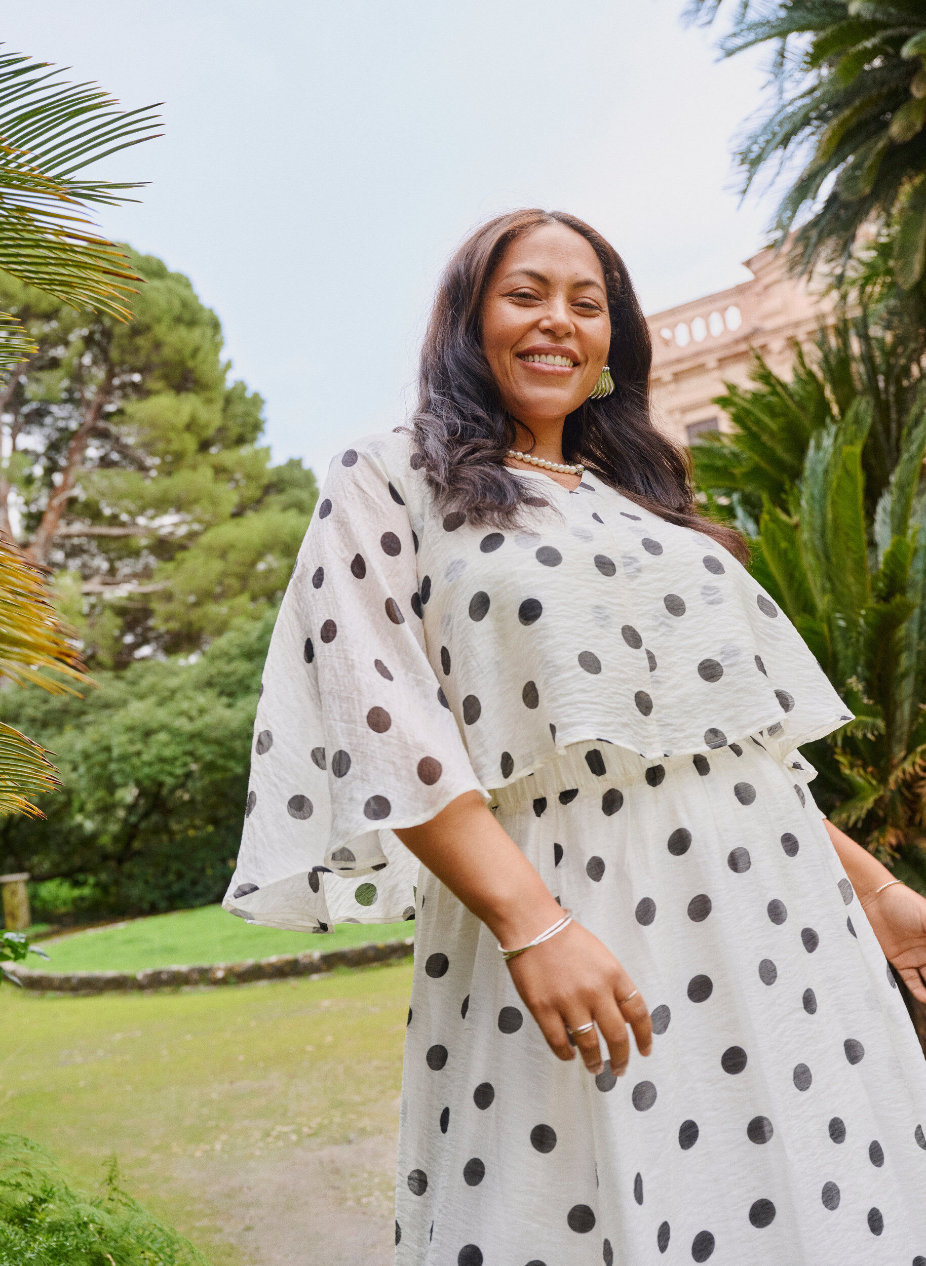 Zizzi Top superpos&eacute; &agrave; pois, Vanille, Image image number 0