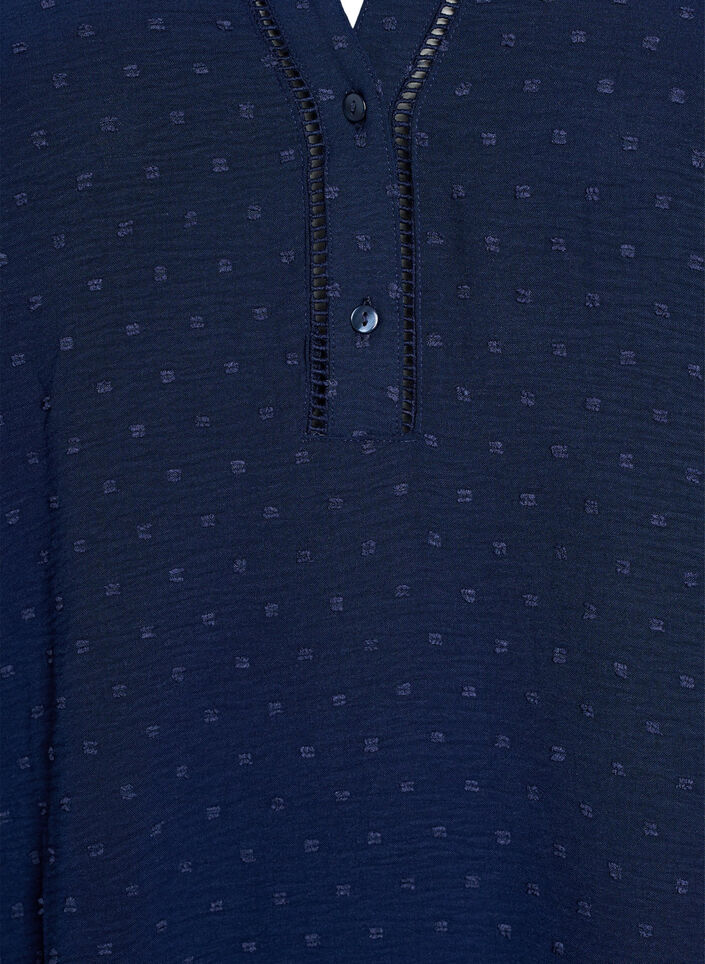 Robe courte à manches à volants et texture pointillée, Navy Blazer, Packshot image number 2