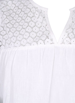 Robe en mélange de coton et de lin agrémentée de détails en crochet, Bright White, Packshot image number 2