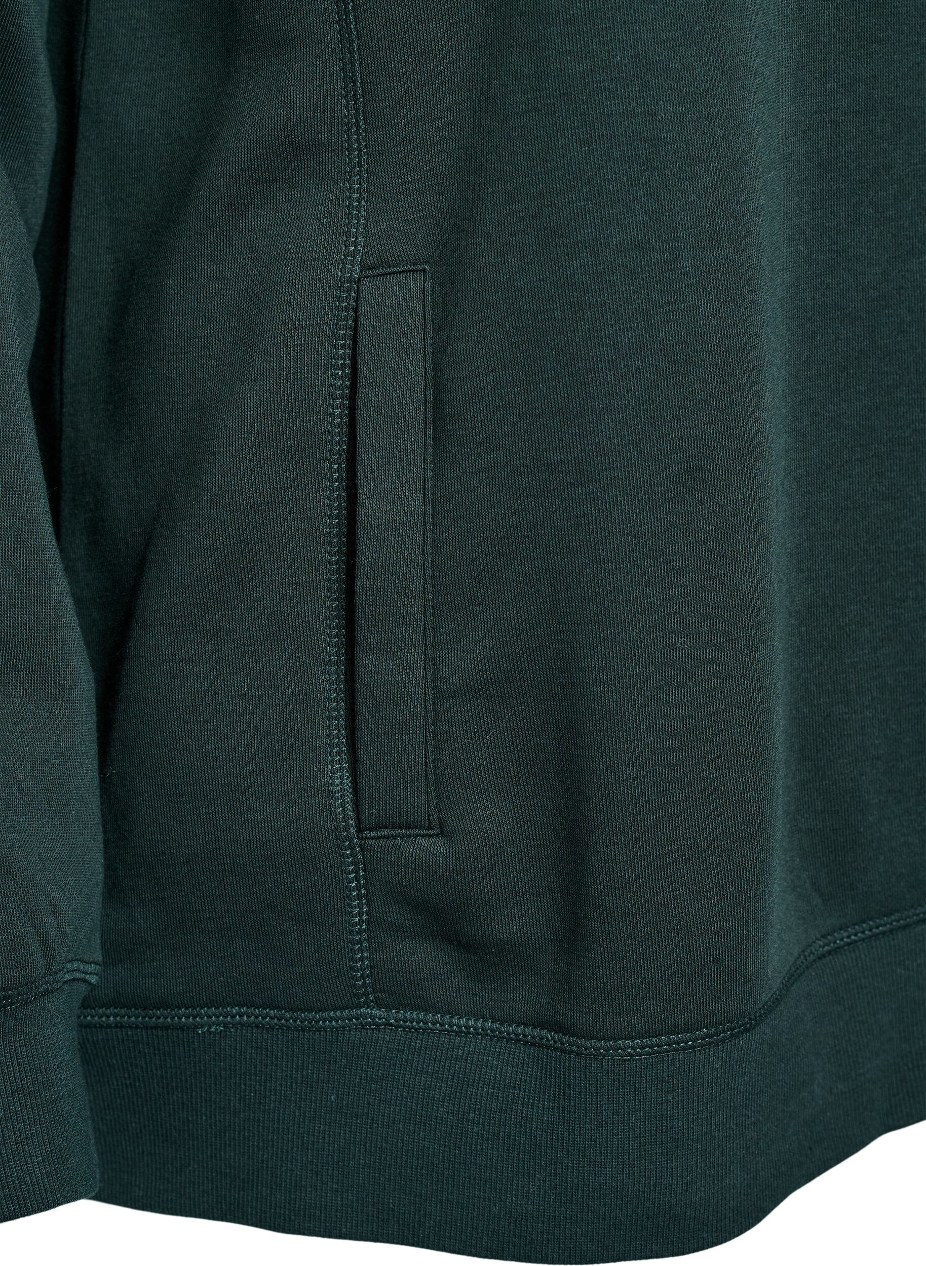 Zizzi Sweatshirt avec col montant et poches, Vert fonc&eacute;, Packshot image number 3