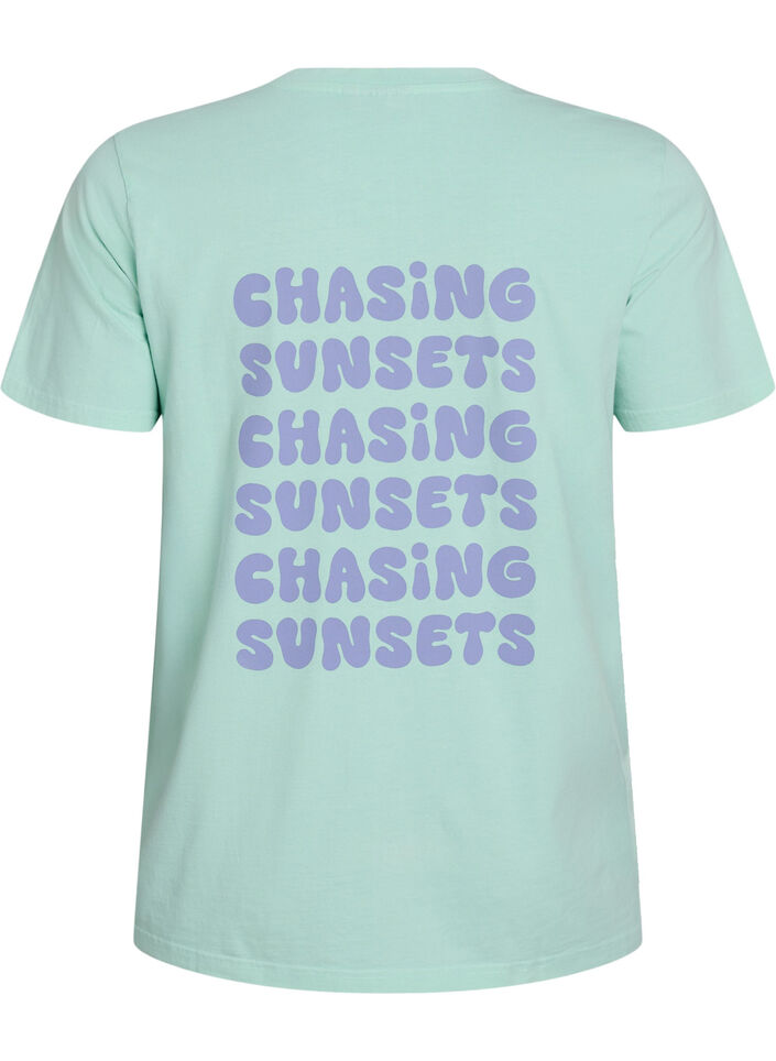 T-shirt en coton biologique avec impression au dos, Vert clair, Packshot image number 1