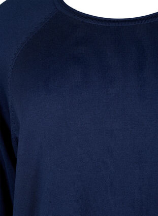 Chemisier tricot en viscose avec manches 3/4, Navy Blazer, Packshot image number 2