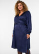 Robe courte en satin avec coupe portefeuille, Bleu, Model image number 0