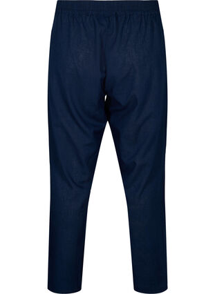 Pantalon en coton uni avec du lin, Navy Blazer, Packshot image number 1