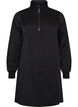 Robe sweat avec col montant c&ocirc;tel&eacute; et zip, Noir, Packshot image number 0