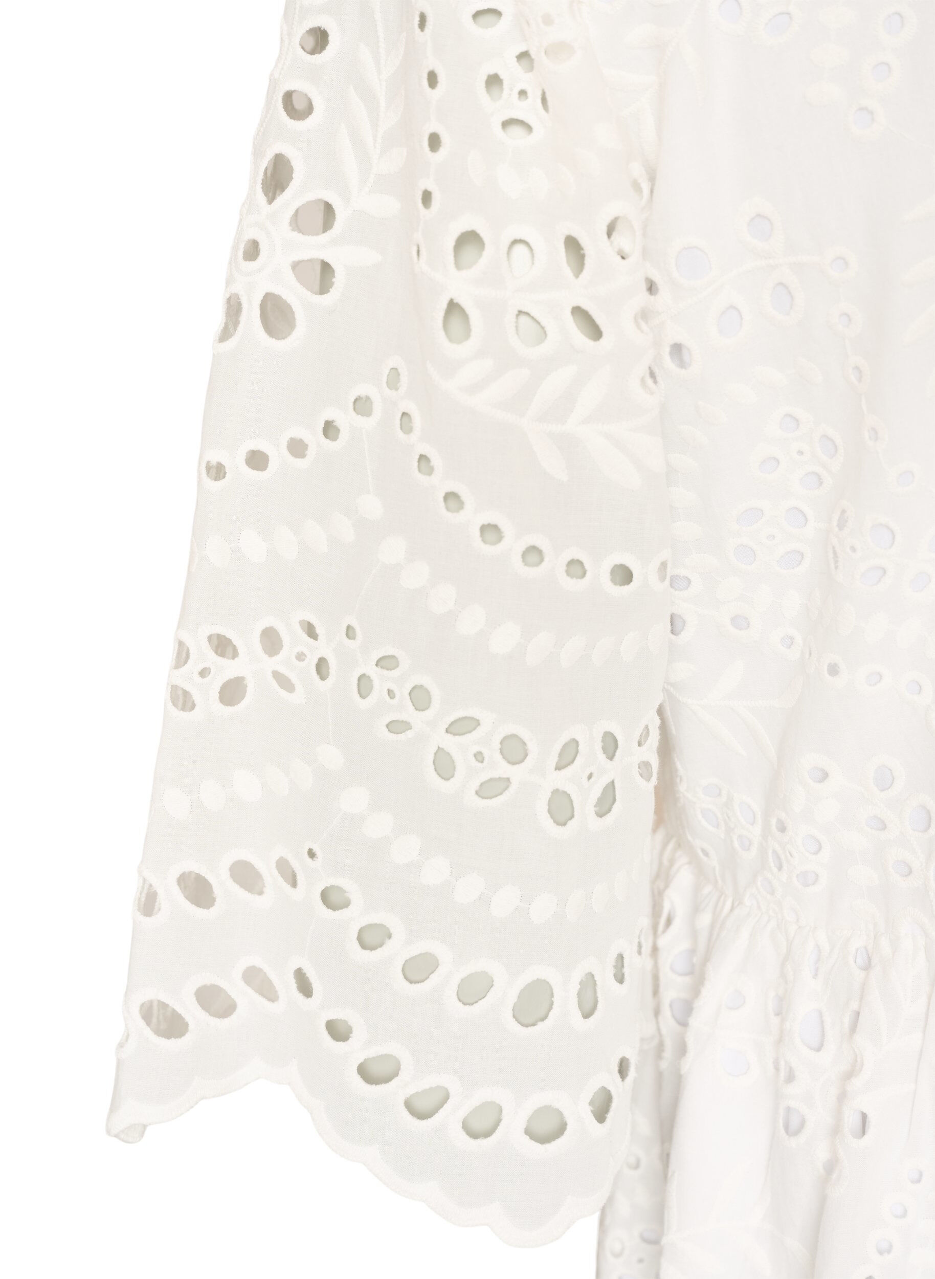 Zizzi Robe midi en broderie anglaise &agrave; taille empire, Blanc, Packshot image number 3