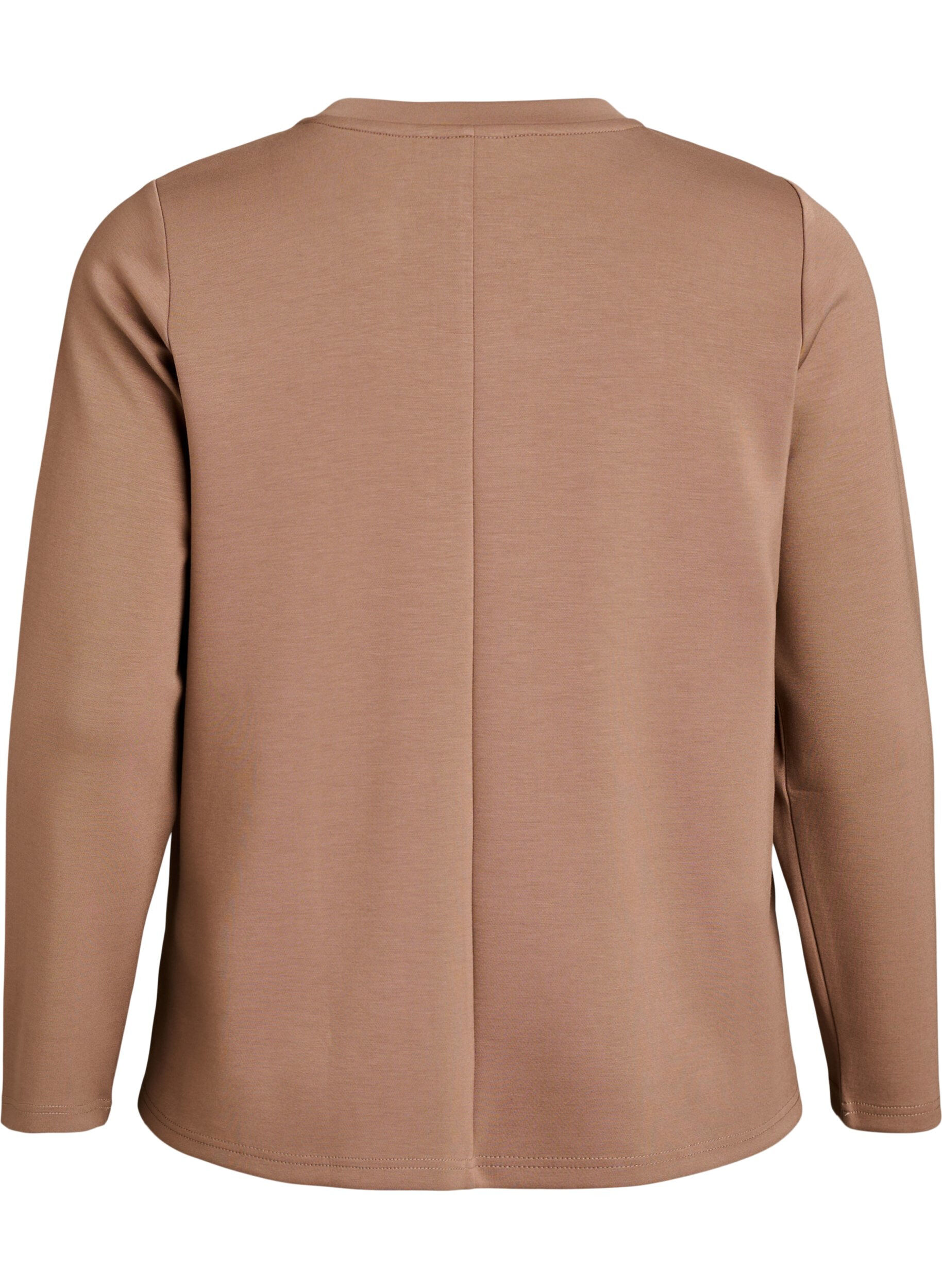 Zizzi Blouse en jersey avec col rond, Marron, Packshot image number 1