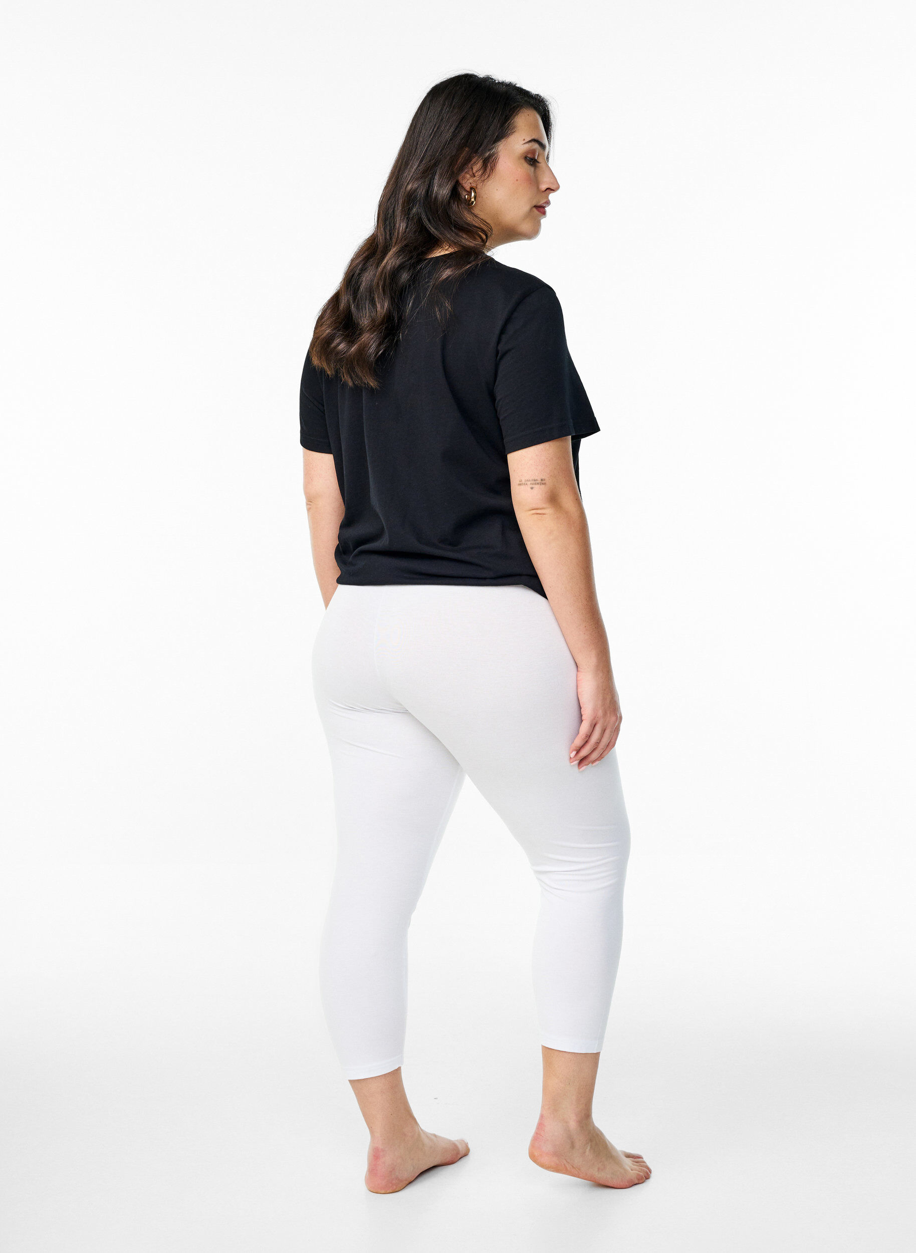 ZizziLeggings basiques longueur 3/4 en viscose, Blanc, Model image number 2