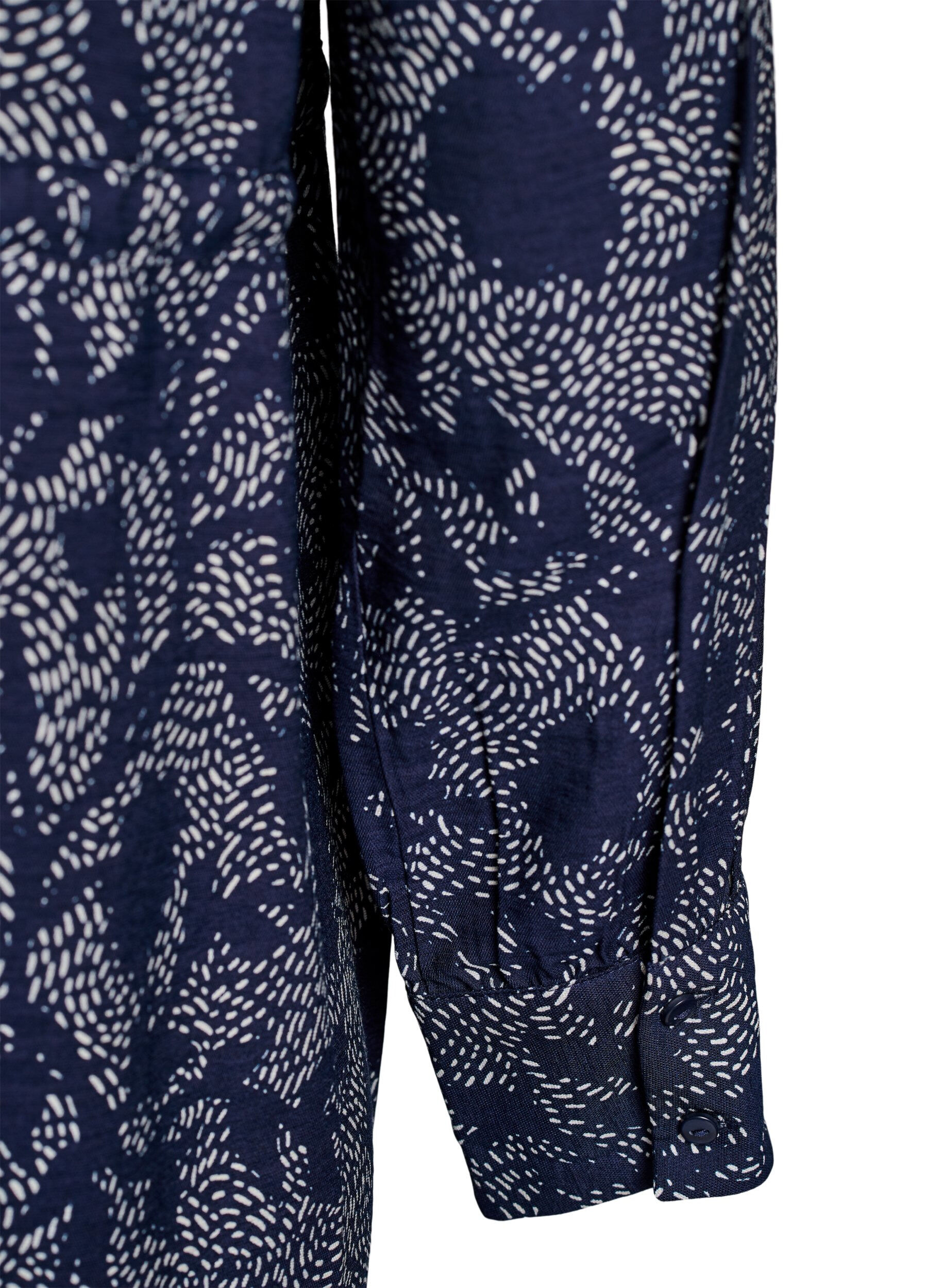 Zizzi Robe chemise imprim&eacute;e avec ceinture &agrave; nouer, Bleu, Packshot image number 3