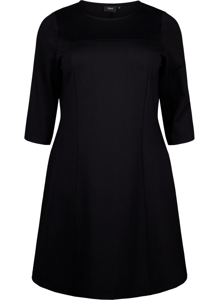 Robe &eacute;vas&eacute;e manches 3/4, Noir, Packshot image number 0