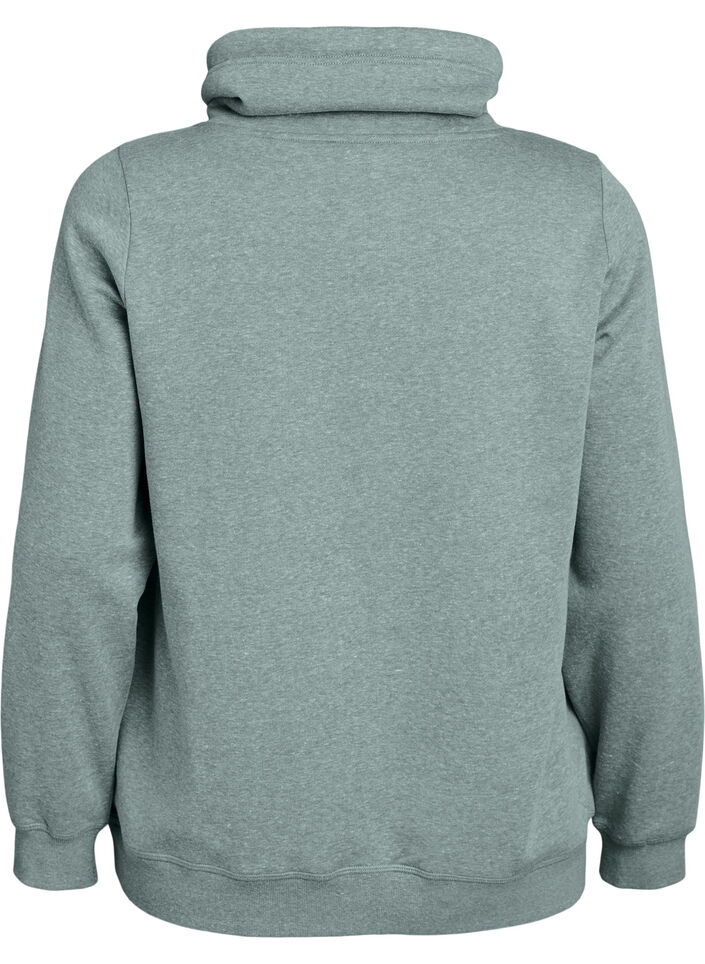 Sweat &agrave; col montant et poches, Vert, Packshot image number 1