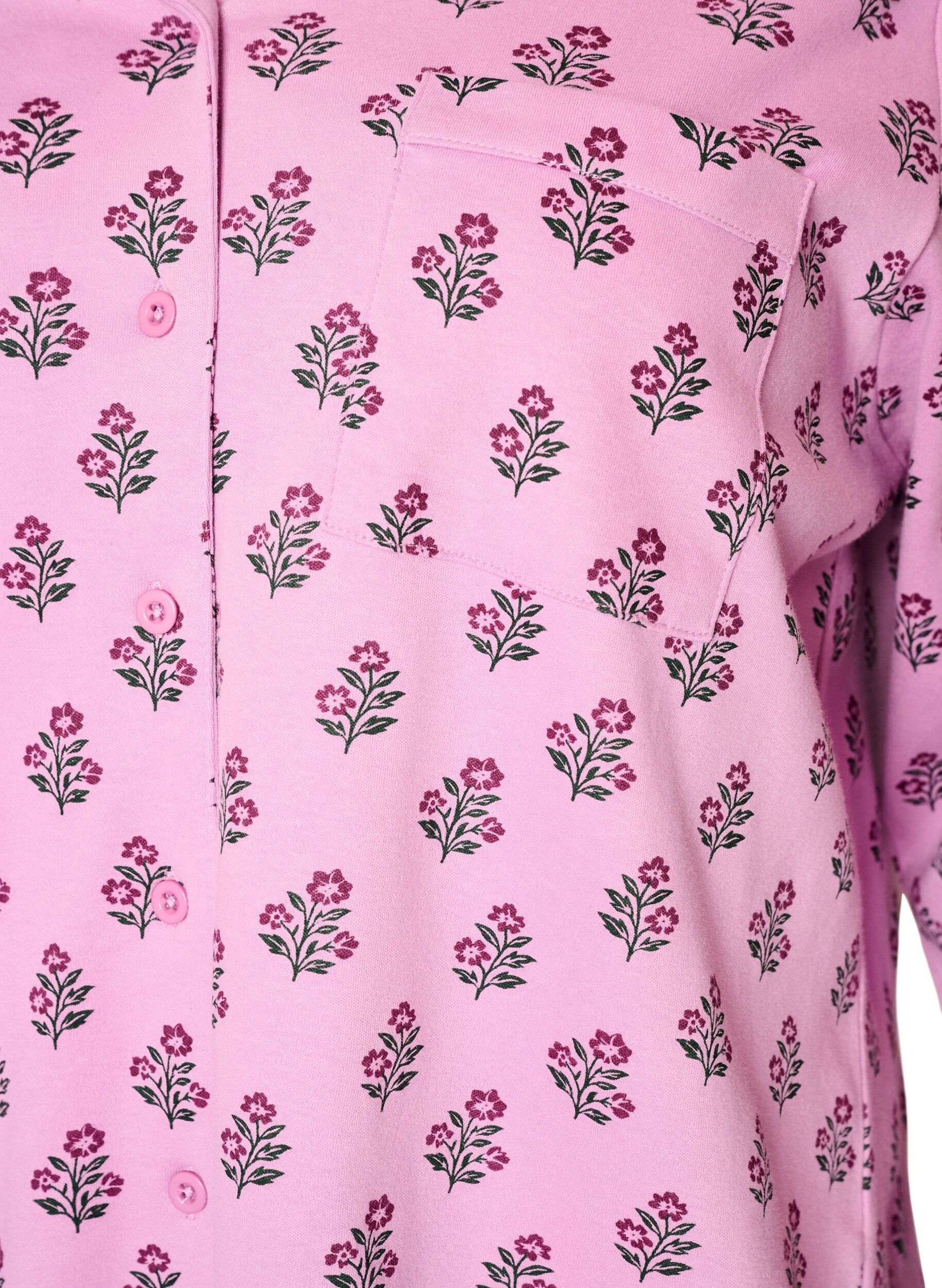 ZizziChemise de pyjama en coton avec poche poitrine, Rose, Packshot image number 2