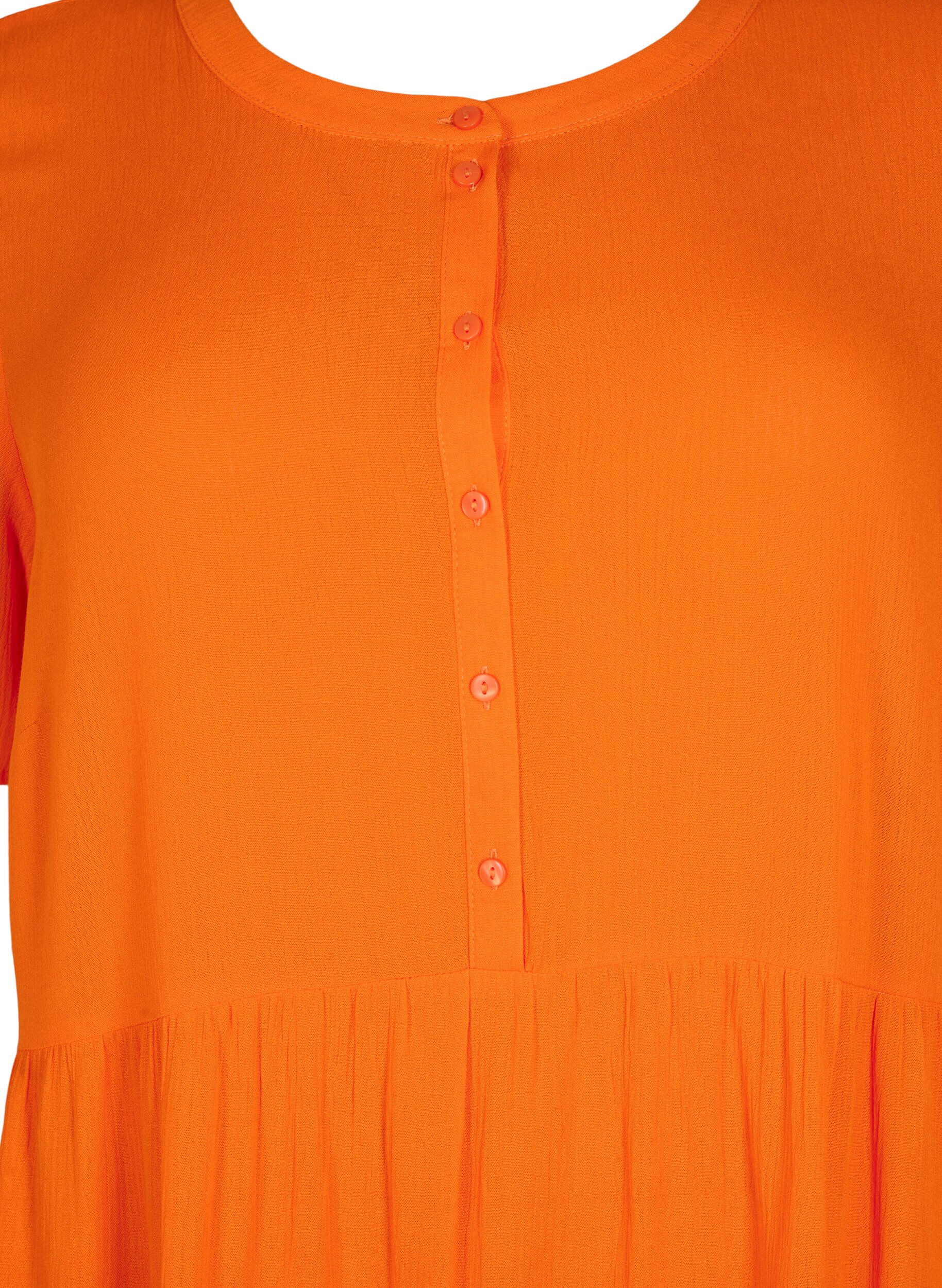 Zizzi Robe en viscose &agrave; manches courtes en forme trap&egrave;ze , Exuberance, Packshot image number 2