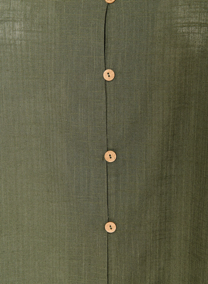 Chemise en coton &agrave; manches courtes avec col V, Vert, Packshot image number 2