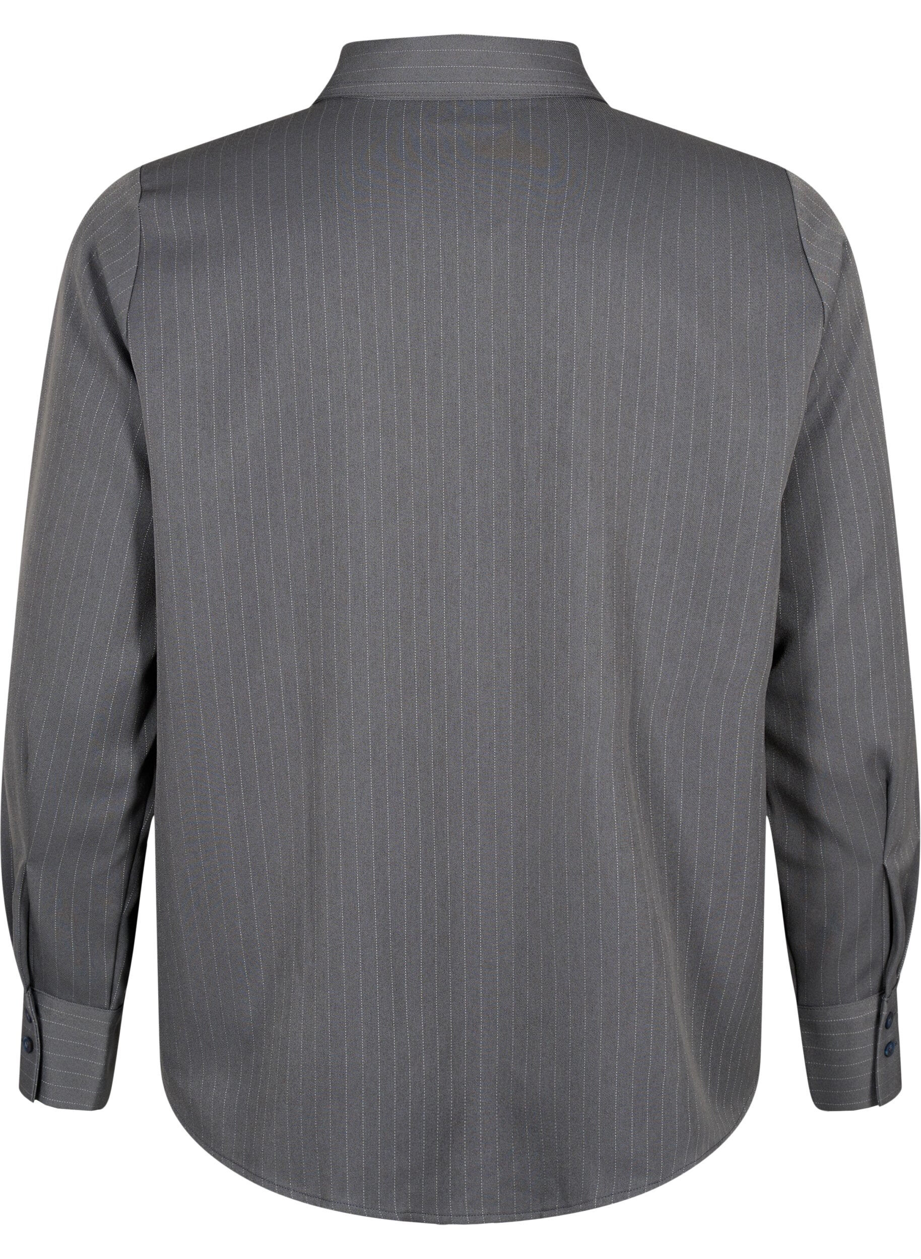 Zizzi  Chemise milleraies &agrave; col et poches de poitrine, Dark Shadow Pin St., Packshot image number 1