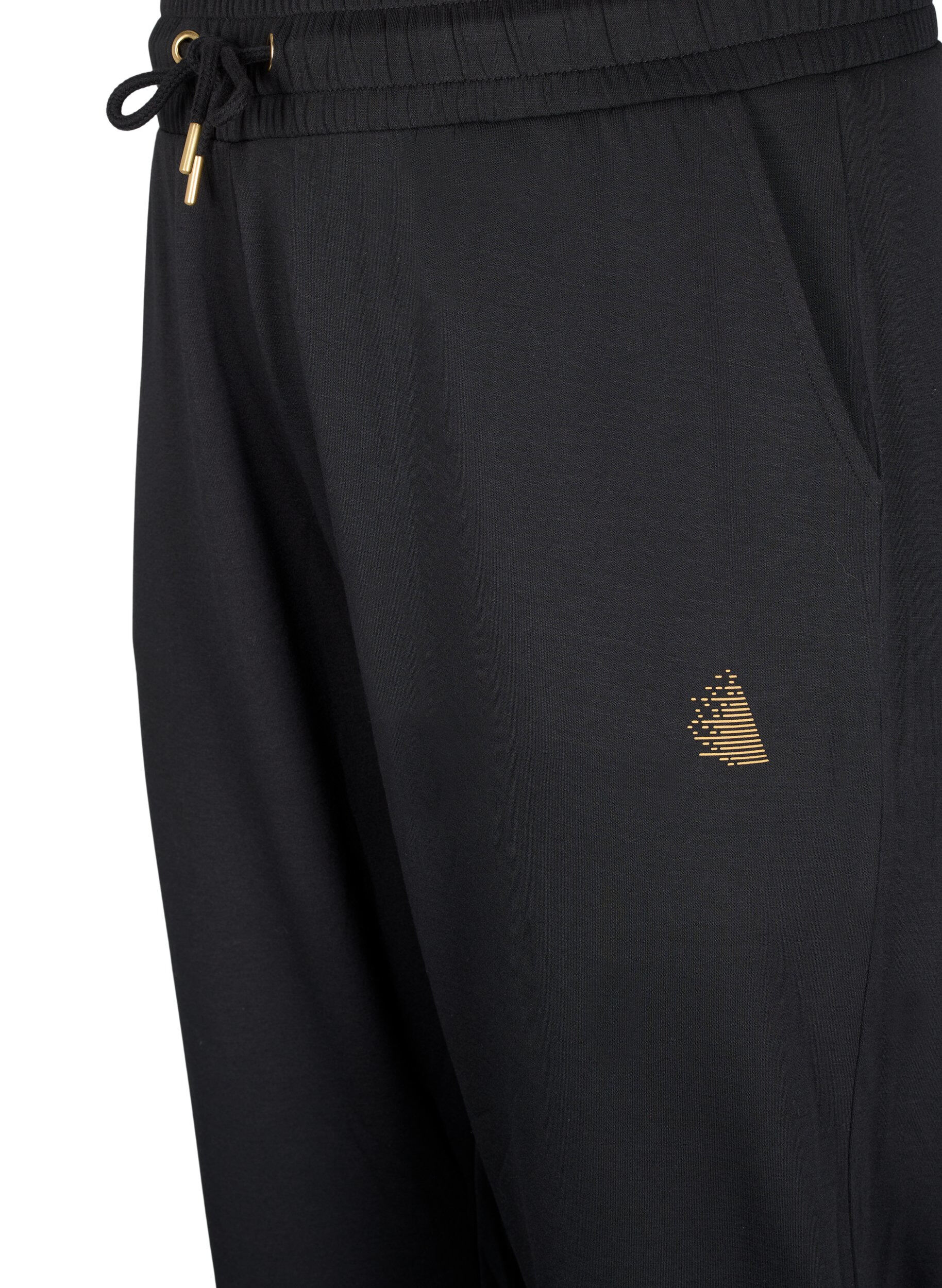 Zizzi Pantalons de surv&ecirc;tement avec poches et taille haute, Noir, Packshot image number 2