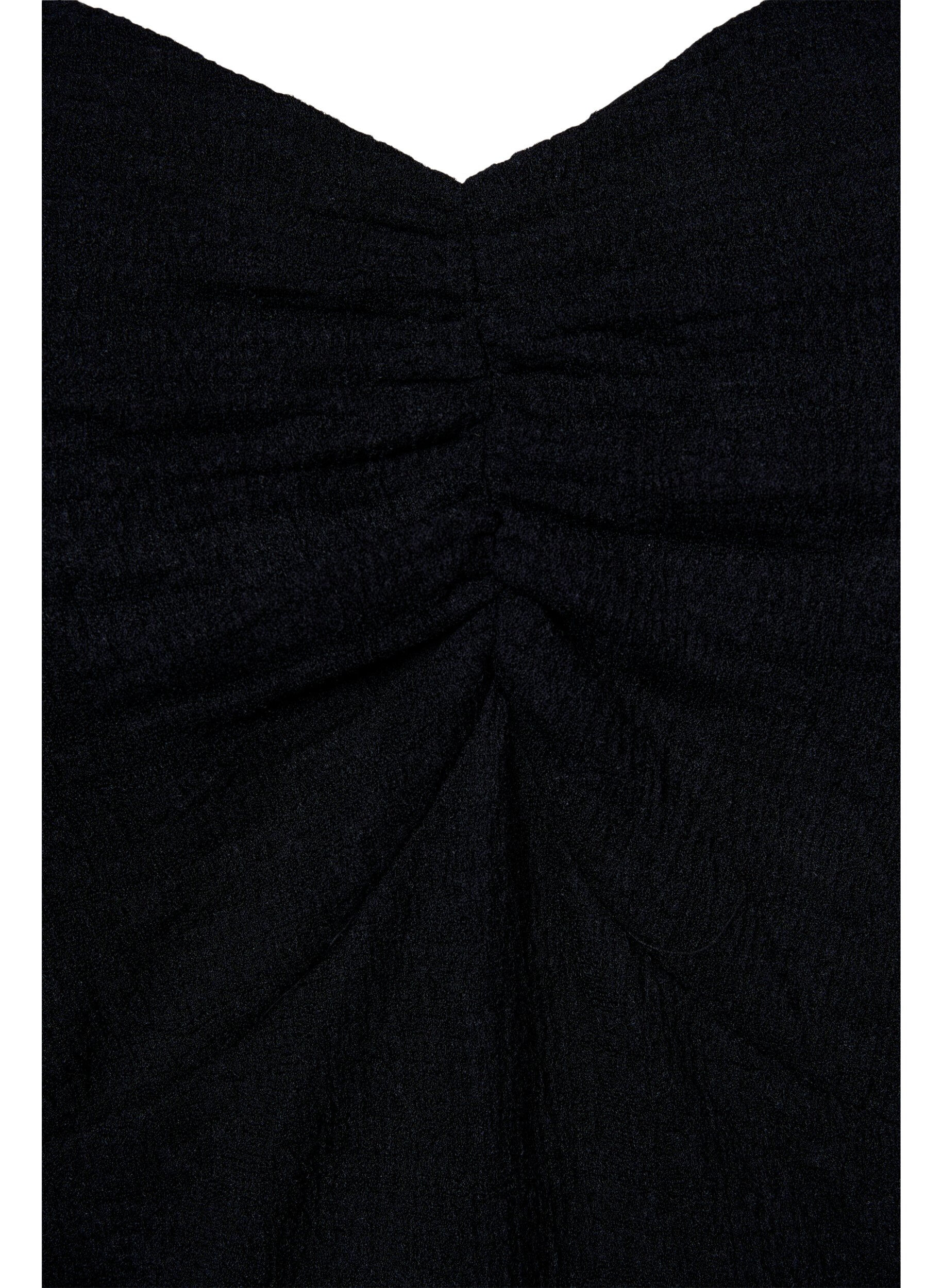 Zizzi Blouse ajust&eacute;e avec d&eacute;tail fronc&eacute;, Black, Packshot image number 2